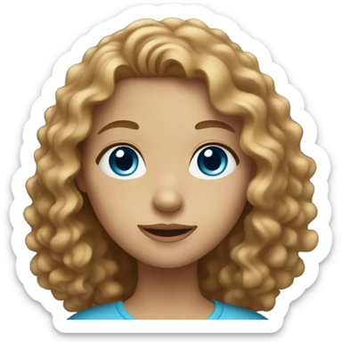 Girl with blue eyes and long light brown curly hair sticker