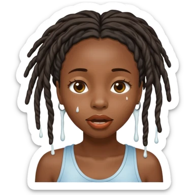 Black girl with locs and milk dripping down her face and mouth  sticker