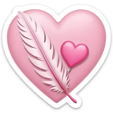 sakura heart with a floating feather sticker