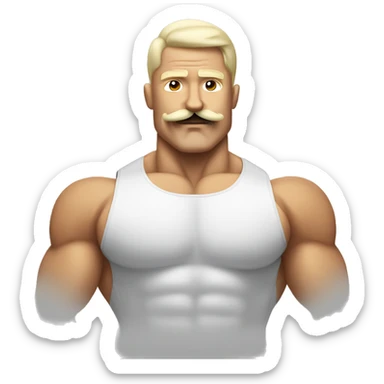 white bodybuilder with the mustache sticker