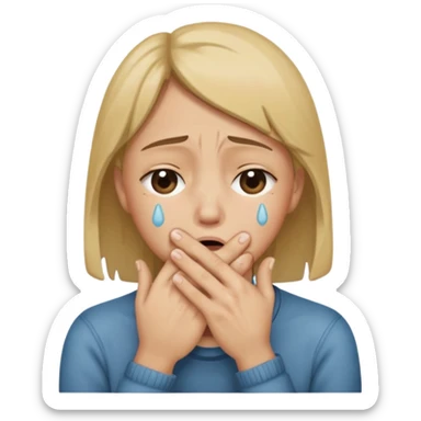 Crying closed hand over mouth  sticker
