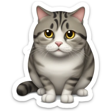 very fat mackerel tabby cat sticker