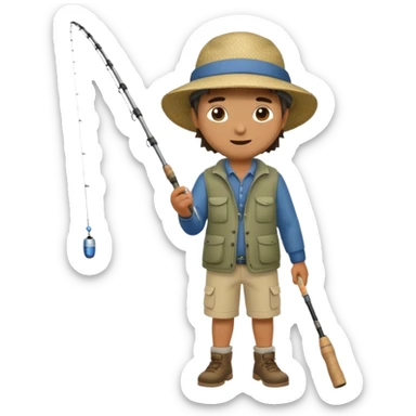 man casting a fishing rod, full body sticker