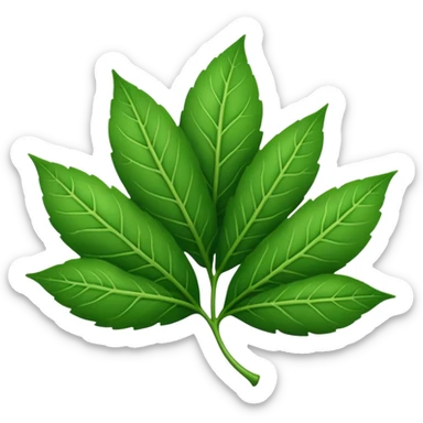 "iOS style leaves emoji, green with detailed veins, no background" sticker
