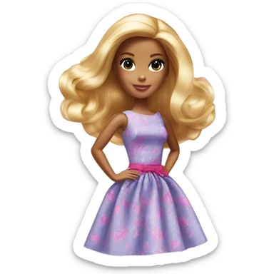 Barbie Doll in dress in box  sticker