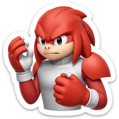 Sonic the hedgehogs friend knuckles a red animal with peach arms and white gloves sticker