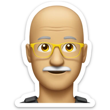 A bald guy with a moustache and yellow safety glasses  in the subway sticker