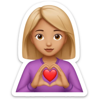 girl hand gesturing a heart sticker