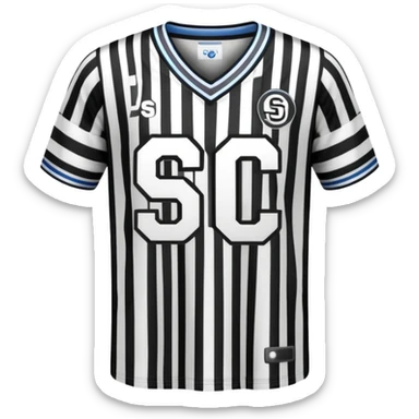 Black and white striped jersey with SCO letters sticker