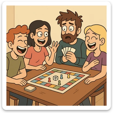 game night with friends around a table sticker