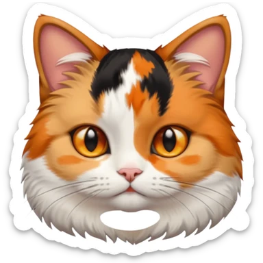 calico cat with small head, hazel eyes, and short but chubby body sticker