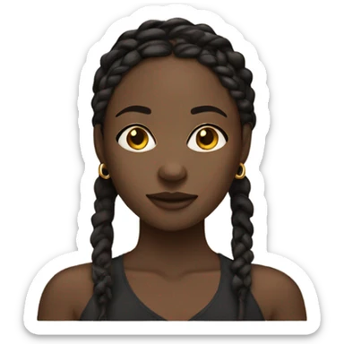 Black woman dark skin thin build with braids and a gold nose ring on the left side sticker