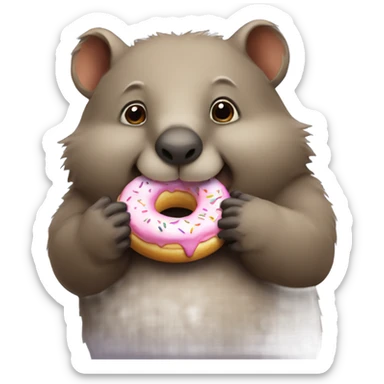 Wombat holding a donut sticker