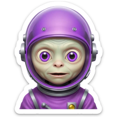Neon purple gollum with a space helmet on sticker