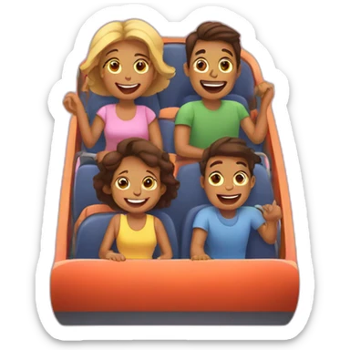 A mom on a rollercoaster with her daughter and son sticker