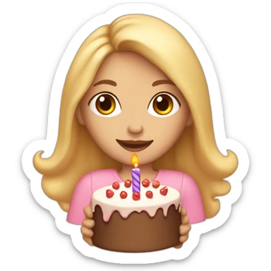 A Woman with Long blond Hair is pregnant and has a Birthday cake in her hand sticker