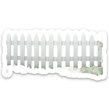White fence with flowers sticker