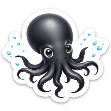 A cute squid squirting black ink sticker