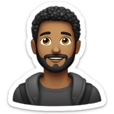 Hombre joven, rapado, con barba negra, ojos celestes sticker