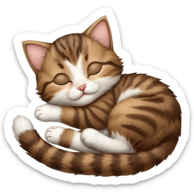 dark brown tabby and white kitten sleeping upside down on its back sticker