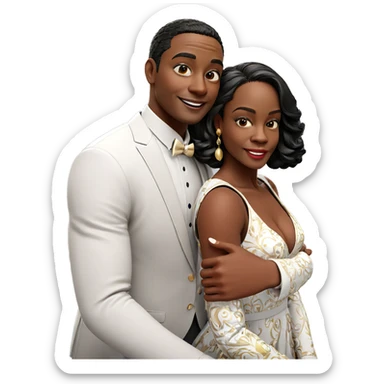 happy couple in formal attire sticker