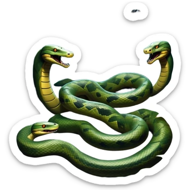 Thriller Movie Icon: A dramatic, close-up collage with sinister villains, a slithering anaconda, and zombie figures emerging from the shadows. Dark and moody atmosphere with eerie lighting, tension-filled elements, among jungle. Transparent background. sticker