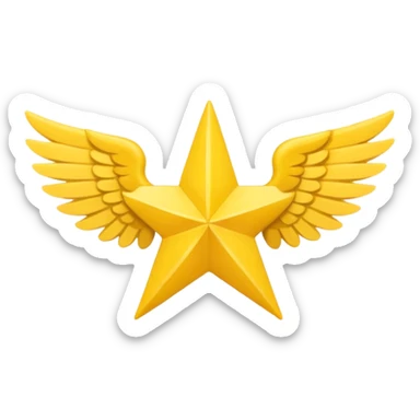 An image with wings on a star based on the star and wings of the basic emoji of the iPhone. not 3d just plat and soft and not have to bold sticker
