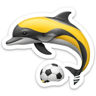 Yellow black dolphin cirkle wave soccerball sticker