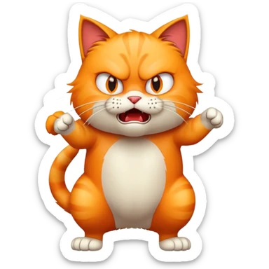 angry cat with fur standing up and hissing sticker