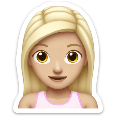 white girl in pale pink gym outfit  sticker
