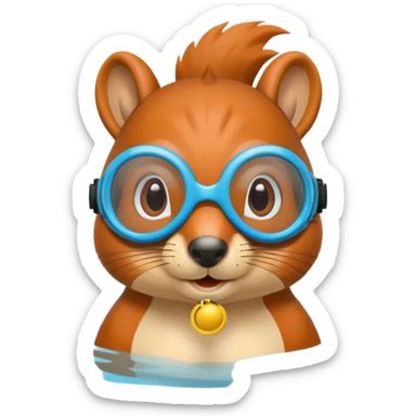 squirrel with swimming goggles sticker