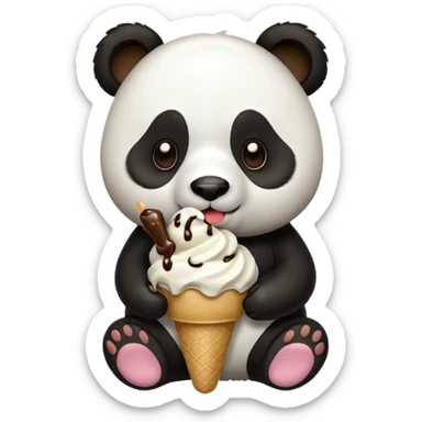 Panda eating ice cream sticker