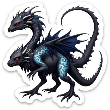 a dark gothic gloomy edgy vernid-fionbri-creature with splash patterns full body sticker