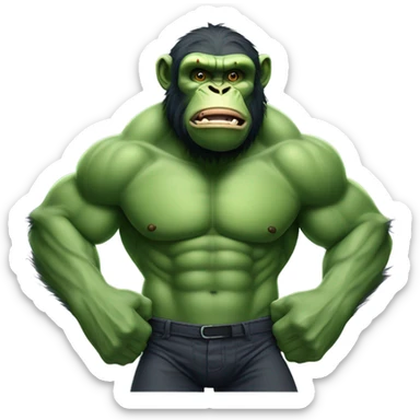 Green chimpanzee like hulk sticker