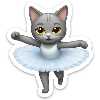 Gray ballerina cat sticker