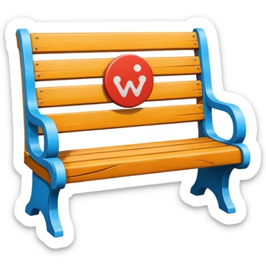 park bench with large Wi-Fi symbol above, vibrant colors sticker