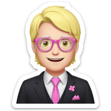 spamton from deltarune with his iconic pink and yellow glasses sticker