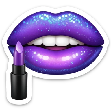 glitter purple lipstick sticker