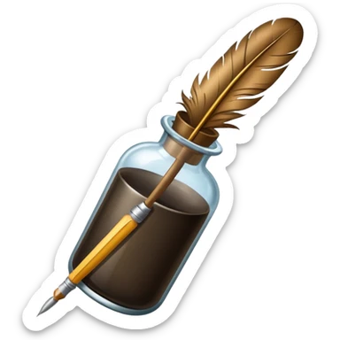 feather quill and ink bottle sticker