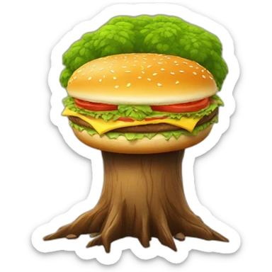 Un burger sur un tronc d’arbre sticker