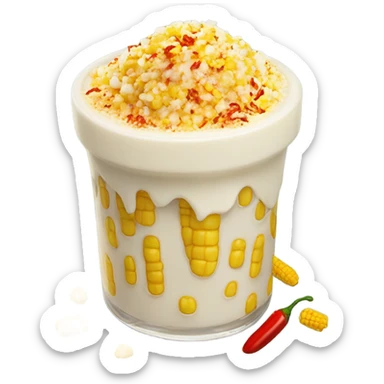 Elote en vaso con mayonesa and sprinkle chili powder  sticker