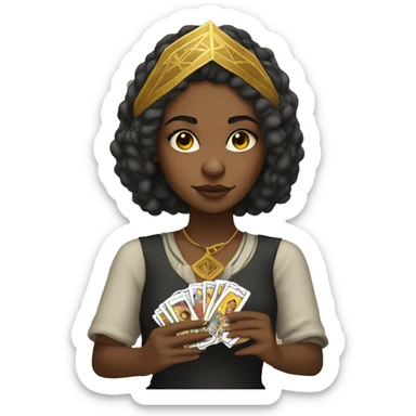 girl with tarot cards sticker