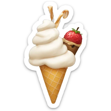 A kid eating ice cream sticker