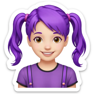 Girl with purple hair with a pigtails sticker