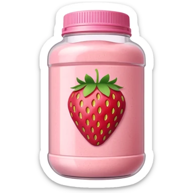 strawberry protein powder jar labeled strawberry picture icon sticker