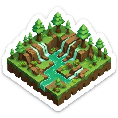 StarCraft-inspired, isometric RTS rugged terrain tile forest sticker