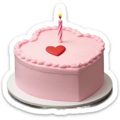 Light Pink heart birthday cake on top says happy birthday sticker