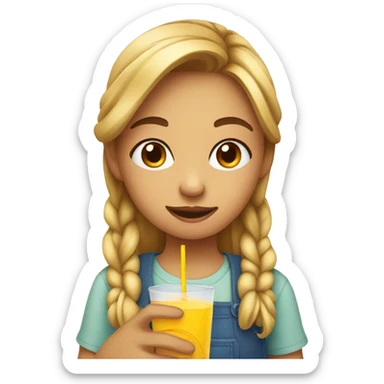 Girl giving someone juice sticker