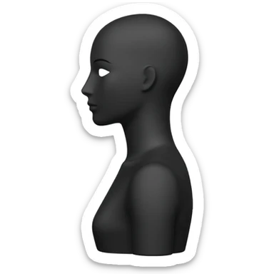 Minimalistic flat vector icon, iOS style, thin black contour on white background. Matte black mannequin in profile in 3D monochrome style. sticker