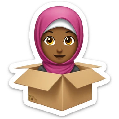 Hijab girl inside of a box sticker